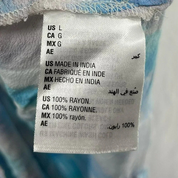 Style & Co Slip Dress Large Blue Citrus Dye Cool Spaghetti Strap V Neck Slit - Picture 11 of 12